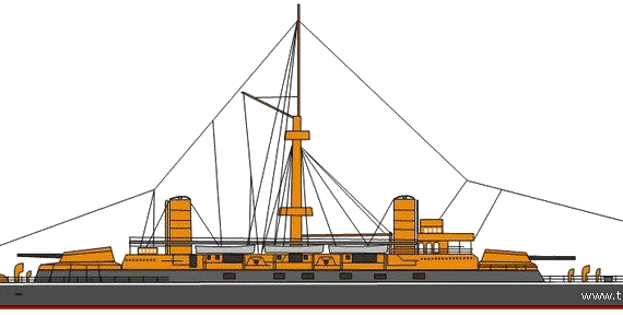 Ship RN Re Umberto [Battleship] (1888) - drawings, dimensions, figures